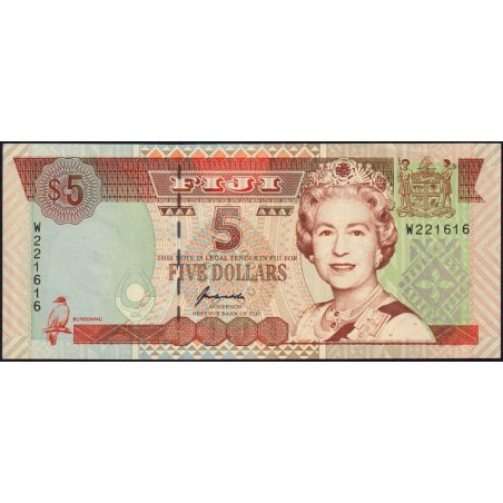 Fidji - Pick 101a - 5 dollars - Série W - 1998 - Etat : NEUF