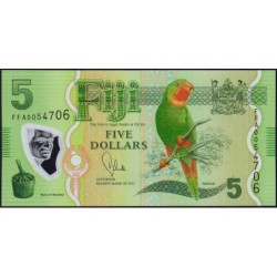 Fidji - Pick 115a - 5 dollars - Série FFA - 2013 - Polymère - Etat : NEUF