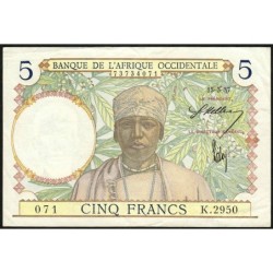 AOF - Pick 21_b1 - 5 Francs - Série K.2950 - 15/03/1937 - Etat : TTB+