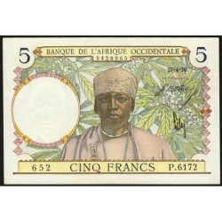 AOF - Pick 21_b4 - 5 Francs - Série P.6172 - 27/04/1939 - Etat : SPL à SPL+