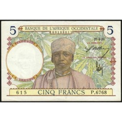 AOF - Pick 21_b4 - 5 Francs - Série P.6768 - 27/04/1939 - Etat : TTB+ à SUP