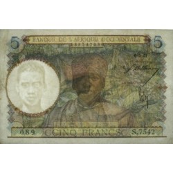 AOF - Pick 21_b5 - 5 Francs - Série S.7542 - 06/03/1941 - Etat : TTB+