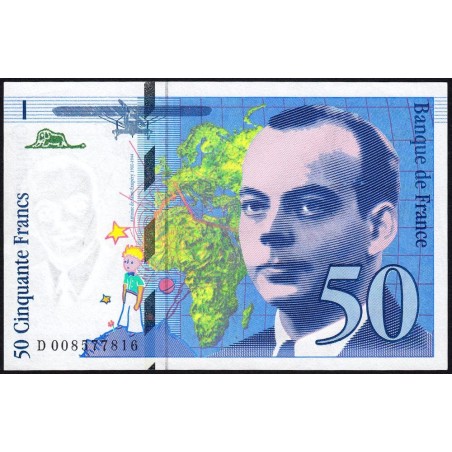 F 72-02 - 1993 - 50 francs - Saint-Exupéry - Série D - Etat : SPL