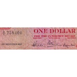 Territ. Anglais des Caraïbes - Pick 1_1 - 1 dollar - Série D/1 - 28/11/1950 - Etat : B