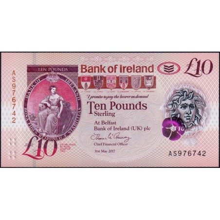 Irlande du Nord - Bank of Ireland - Pick 91 - 10 pounds - Série AS - 31/05/2017 - Etat : NEUF