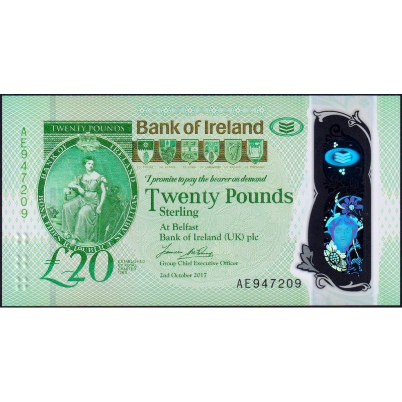 Irlande du Nord - Bank of Ireland - Pick 92 - 20 pounds - Série AE - 31/05/2017 - Etat : NEUF