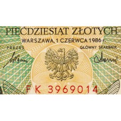 Pologne - Pick 142c_1 - 50 zlotych - Série FK - 01/06/1986 - Etat : NEUF