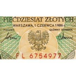 Pologne - Pick 142c_1 - 50 zlotych - Série FL - 01/06/1986 - Etat : SPL+