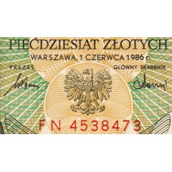 Pologne - Pick 142c_1 - 50 zlotych - Série FN - 01/06/1986 - Etat : NEUF
