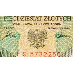 Pologne - Pick 142c_1 - 50 zlotych - Série FS - 01/06/1986 - Etat : pr.NEUF