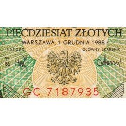 Pologne - Pick 142c_2 - 50 zlotych - Série GC - 01/12/1988 - Etat : SPL