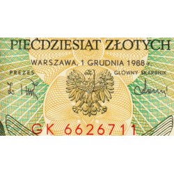 Pologne - Pick 142c_2 - 50 zlotych - Série GK - 01/12/1988 - Etat : NEUF