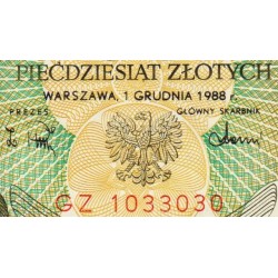 Pologne - Pick 142c_2 - 50 zlotych - Série GZ - 01/12/1988 - Etat : NEUF