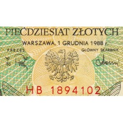 Pologne - Pick 142c_2 - 50 zlotych - Série HB - 01/12/1988 - Etat : SPL