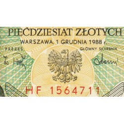 Pologne - Pick 142c_2 - 50 zlotych - Série HF - 01/12/1988 - Etat : NEUF
