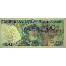 Pologne - Pick 142c_2 - 50 zlotych - Série HN - 01/12/1988 - Etat : NEUF