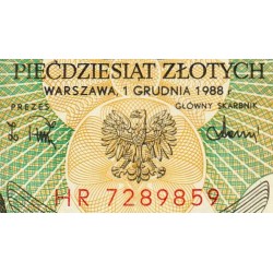 Pologne - Pick 142c_2 - 50 zlotych - Série HR - 01/12/1988 - Etat : NEUF