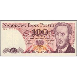 Pologne - Pick 143e_1 - 100 zlotych - Série NW - 01/06/1986 - Etat : NEUF