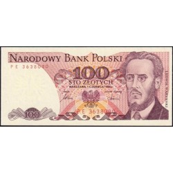 Pologne - Pick 143e_1 - 100 zlotych - Série PE - 01/06/1986 - Etat : SPL+