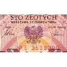 Pologne - Pick 143e_1 - 100 zlotych - Série PE - 01/06/1986 - Etat : SPL+