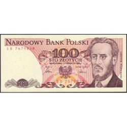 Pologne - Pick 143e_1 - 100 zlotych - Série SB - 01/06/1986 - Etat : NEUF