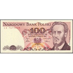 Pologne - Pick 143e_1 - 100 zlotych - Série SB - 01/06/1986 - Etat : NEUF