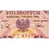 Pologne - Pick 143e_2 - 100 zlotych - Série PT - 01/12/1988 - Etat : pr.NEUF