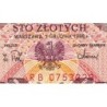 Pologne - Pick 143e_2 - 100 zlotych - Série RB - 01/12/1988 - Etat : NEUF