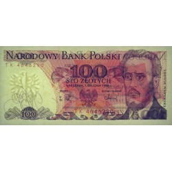 Pologne - Pick 143e_2 - 100 zlotych - Série TK - 01/12/1988 - Etat : NEUF