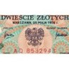 Pologne - Pick 144a_2 - 200 zlotych - Série AD - 25/05/1975 - Etat : TTB