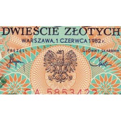 Pologne - Pick 144b_2 - 200 zlotych - Série CA - 01/06/1982 - Etat : NEUF