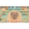 Pologne - Pick 144c_1 - 200 zlotych - Série EA - 01/06/1986 - Etat : NEUF