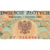 Pologne - Pick 144c_2 - 200 zlotych - Série EC - 01/12/1988 - Etat : TB