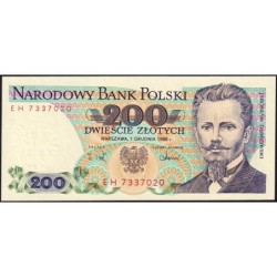 Pologne - Pick 144c_2 - 200 zlotych - Série EH - 01/12/1988 - Etat : NEUF