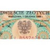 Pologne - Pick 144c_2 - 200 zlotych - Série EL - 01/12/1988 - Etat : NEUF