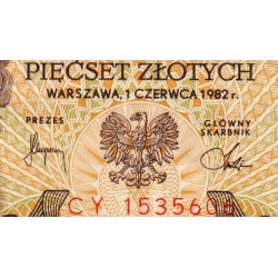 Pologne - Pick 145d - 500 zlotych - Série CY - 01/06/1982 - Etat : SUP