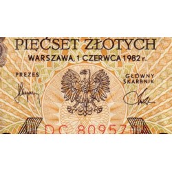 Pologne - Pick 145d - 500 zlotych - Série DC - 01/06/1982 - Etat : TB+