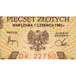 Pologne - Pick 145d - 500 zlotych - Série DK - 01/06/1982 - Etat : NEUF