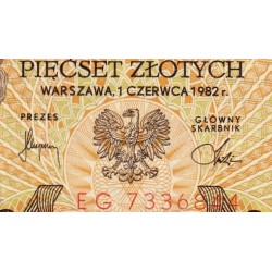 Pologne - Pick 145d - 500 zlotych - Série EG - 01/06/1982 - Etat : NEUF