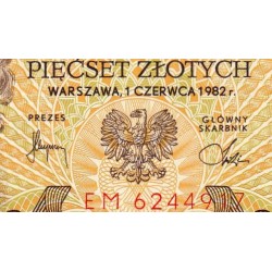 Pologne - Pick 145d - 500 zlotych - Série EM - 01/06/1982 - Etat : NEUF