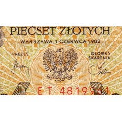 Pologne - Pick 145d - 500 zlotych - Série ET - 01/06/1982 - Etat : TTB