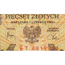 Pologne - Pick 145d - 500 zlotych - Série ET - 01/06/1982 - Etat : TTB