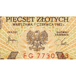 Pologne - Pick 145d - 500 zlotych - Série FG - 01/06/1982 - Etat : SPL+