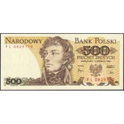 Pologne - Pick 145d - 500 zlotych - Série FL - 01/06/1982 - Etat : NEUF