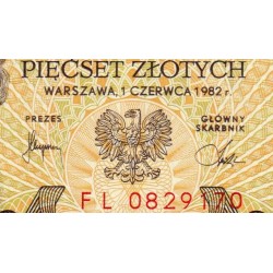 Pologne - Pick 145d - 500 zlotych - Série FL - 01/06/1982 - Etat : NEUF