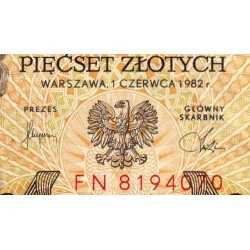 Pologne - Pick 145d - 500 zlotych - Série FN - 01/06/1982 - Etat : TTB