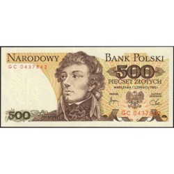 Pologne - Pick 145d - 500 zlotych - Série GC - 01/06/1982 - Etat : NEUF