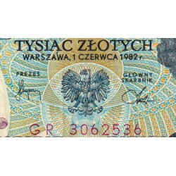 Pologne - Pick 146c - 1'000 zlotych - Série GR - 01/06/1982 - Etat : TTB