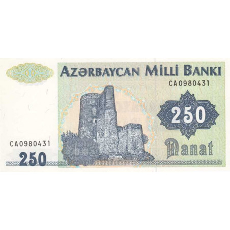 Azerbaïdjan - Pick 13b - 250 manat - Série CA - 1999 - Etat : NEUF