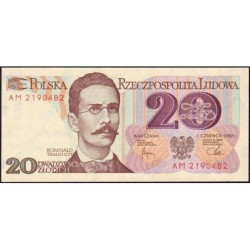 Pologne - Pick 149b - 20 zlotych - Série AM - 01/06/1982 - Etat : NEUF